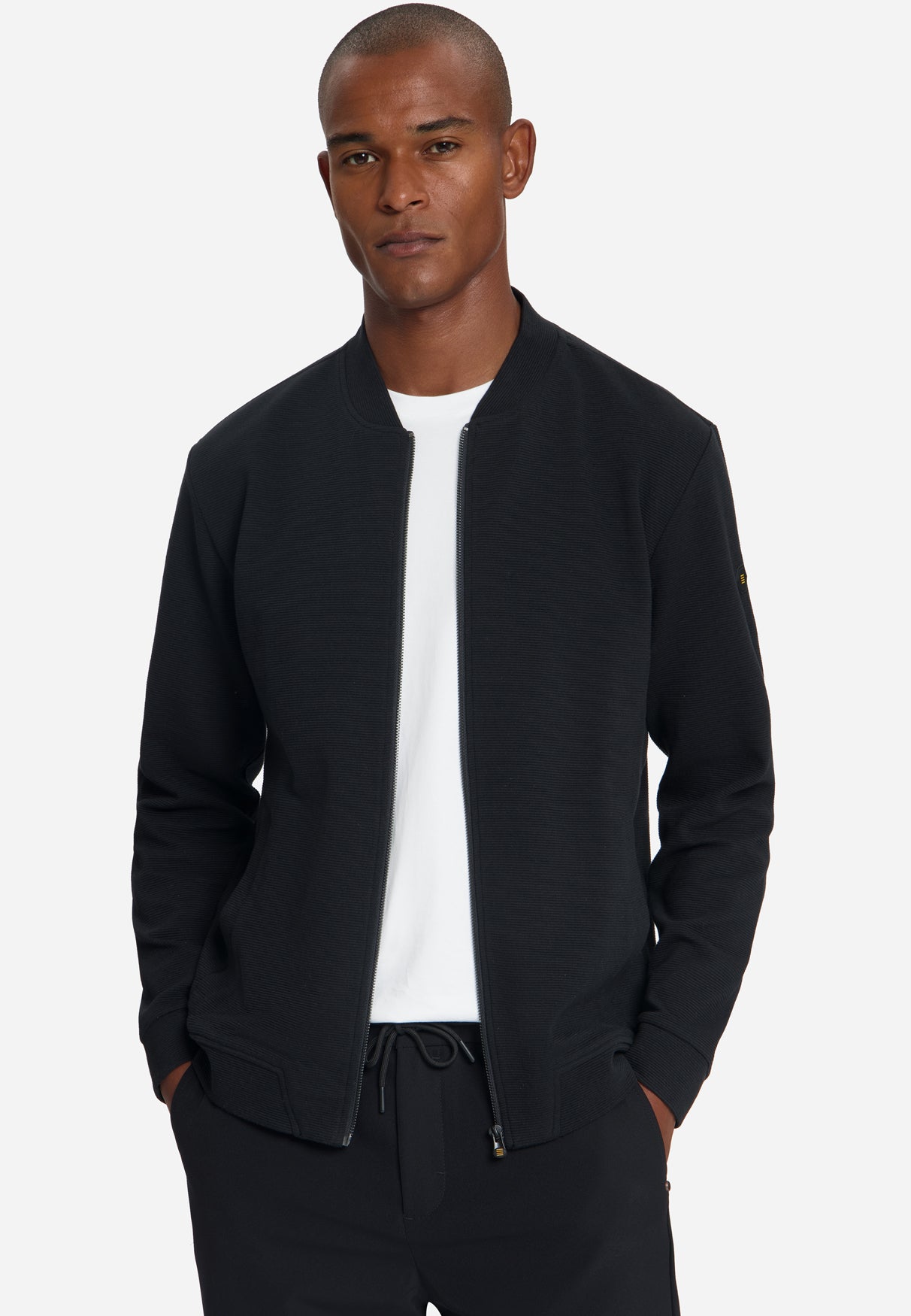 Textured Zip-Up Sweater | Black