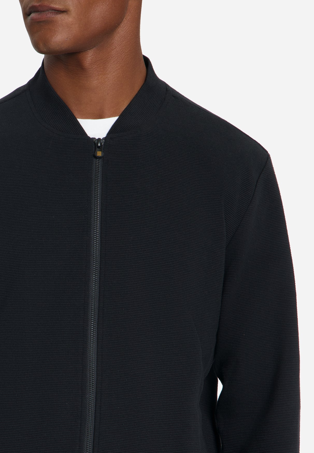 Textured Zip-Up Sweater | Black