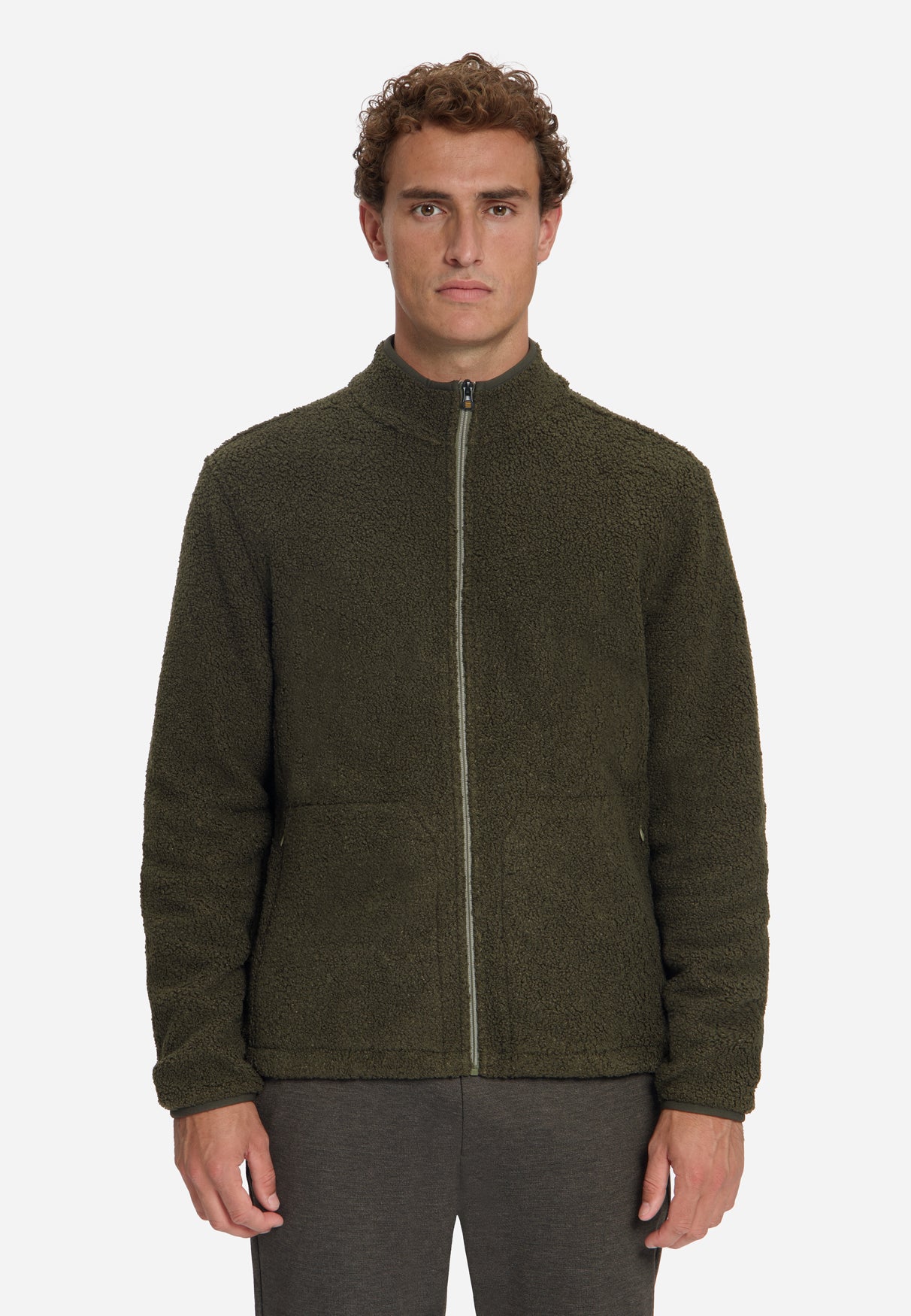 Teddy-Sweater mit Reißverschluss | Moss