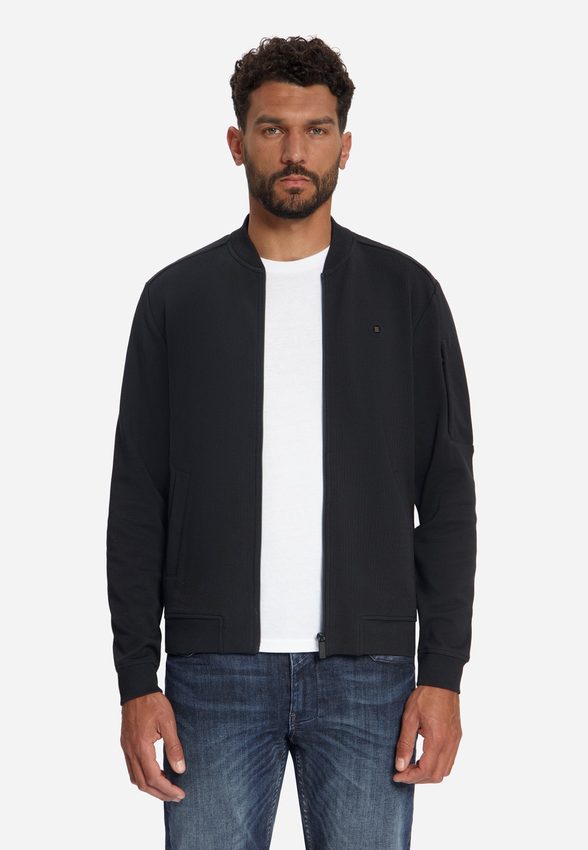 Jacquard-Bomber-Sweater | Black