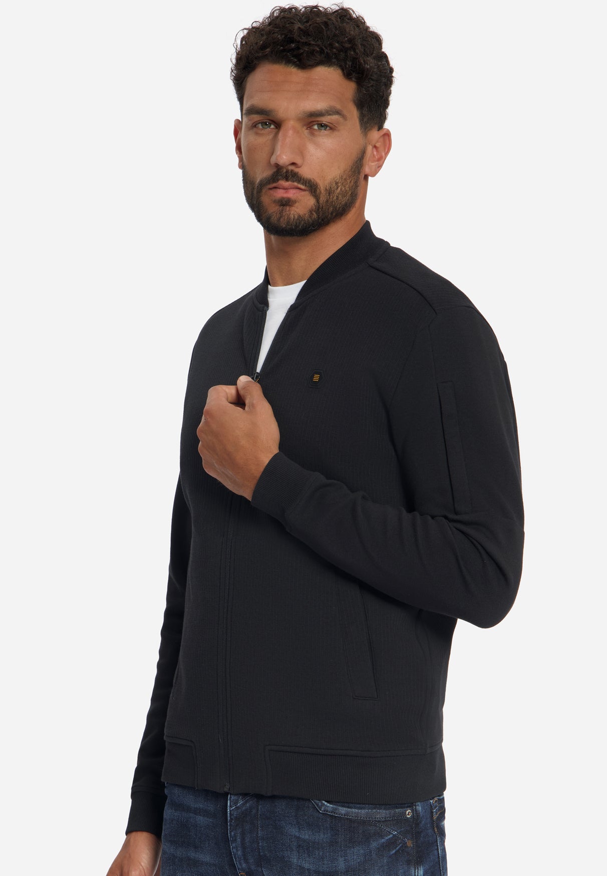 Jacquard-Bomber-Sweater | Black