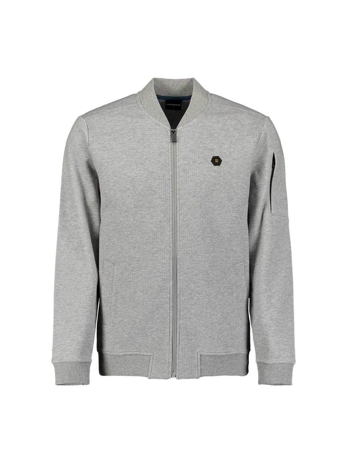 Jacquard-Bomber-Sweater | Grey Melange