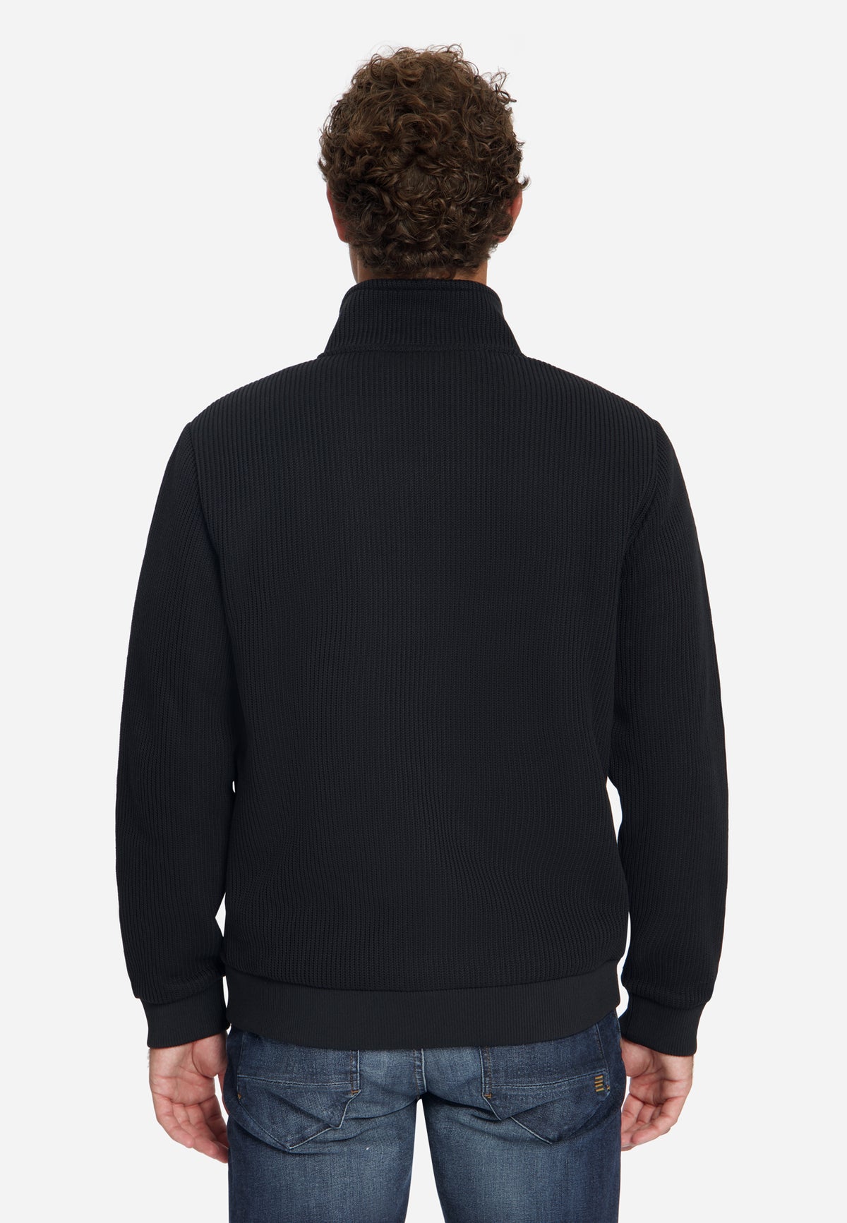 Ribbed Zip-Up Sweater | Black