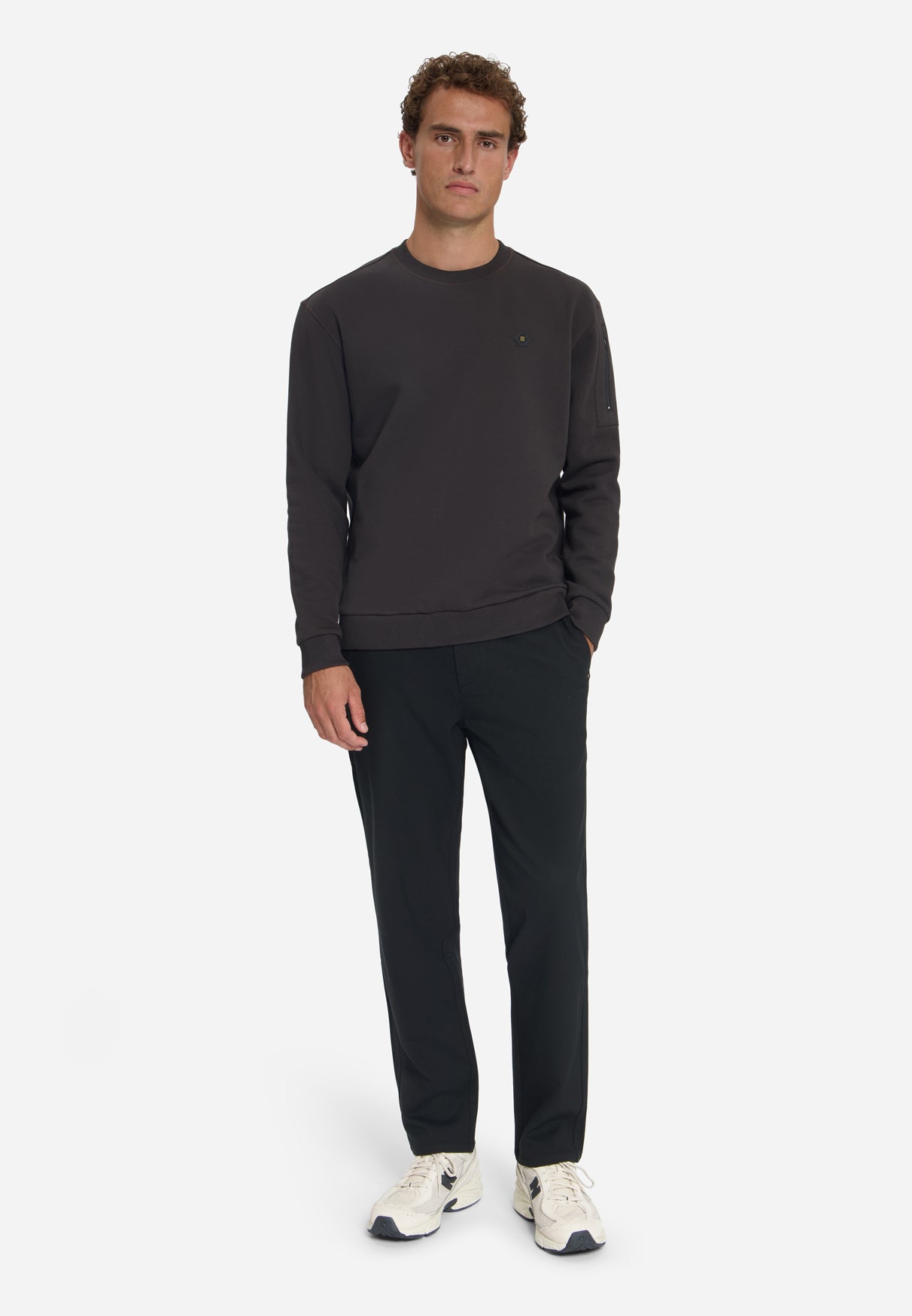 Sweatshirt mit Rundhalsausschnitt | Dark Brown
