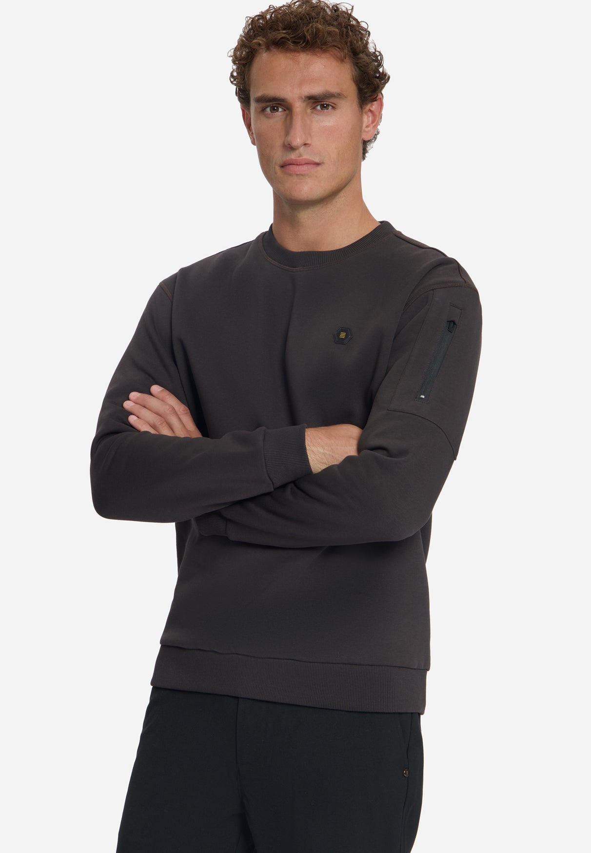Sweatshirt mit Rundhalsausschnitt | Dark Brown