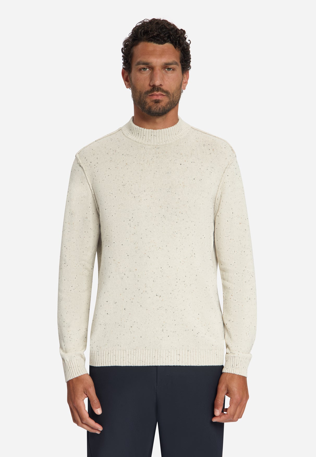 Tweed-Look Strickpullover | Stone