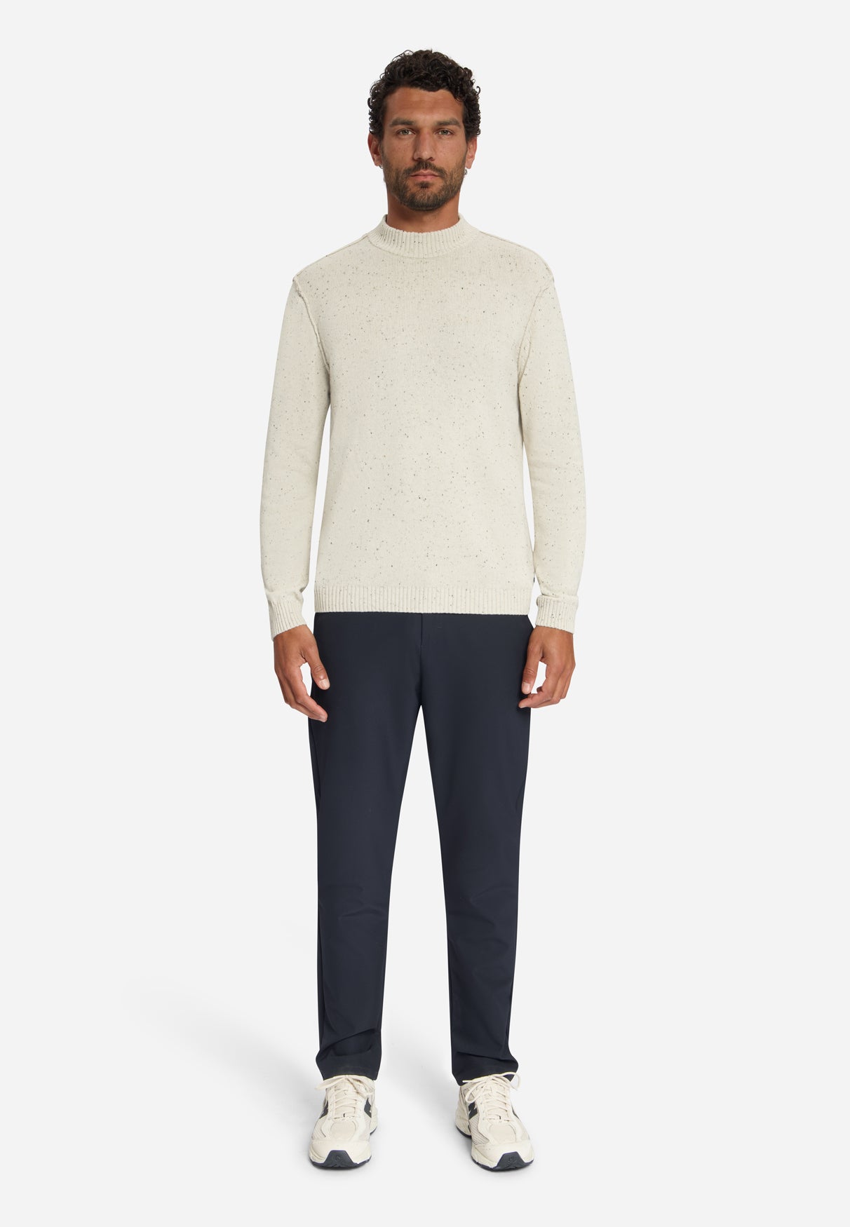 Tweed-Look Strickpullover | Stone