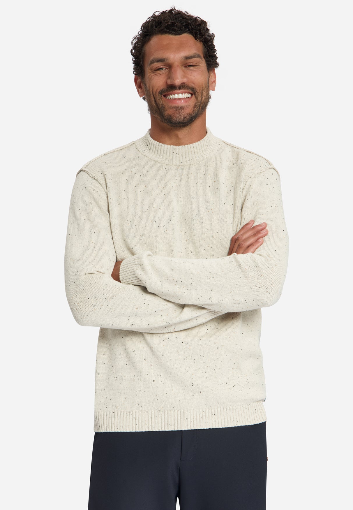 Tweed-Look Strickpullover | Stone