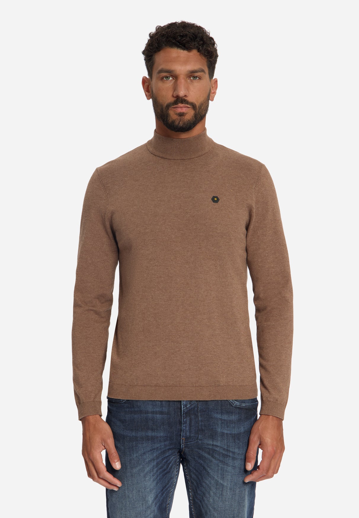 Fine Knit Turtleneck Jumper | Light Brown