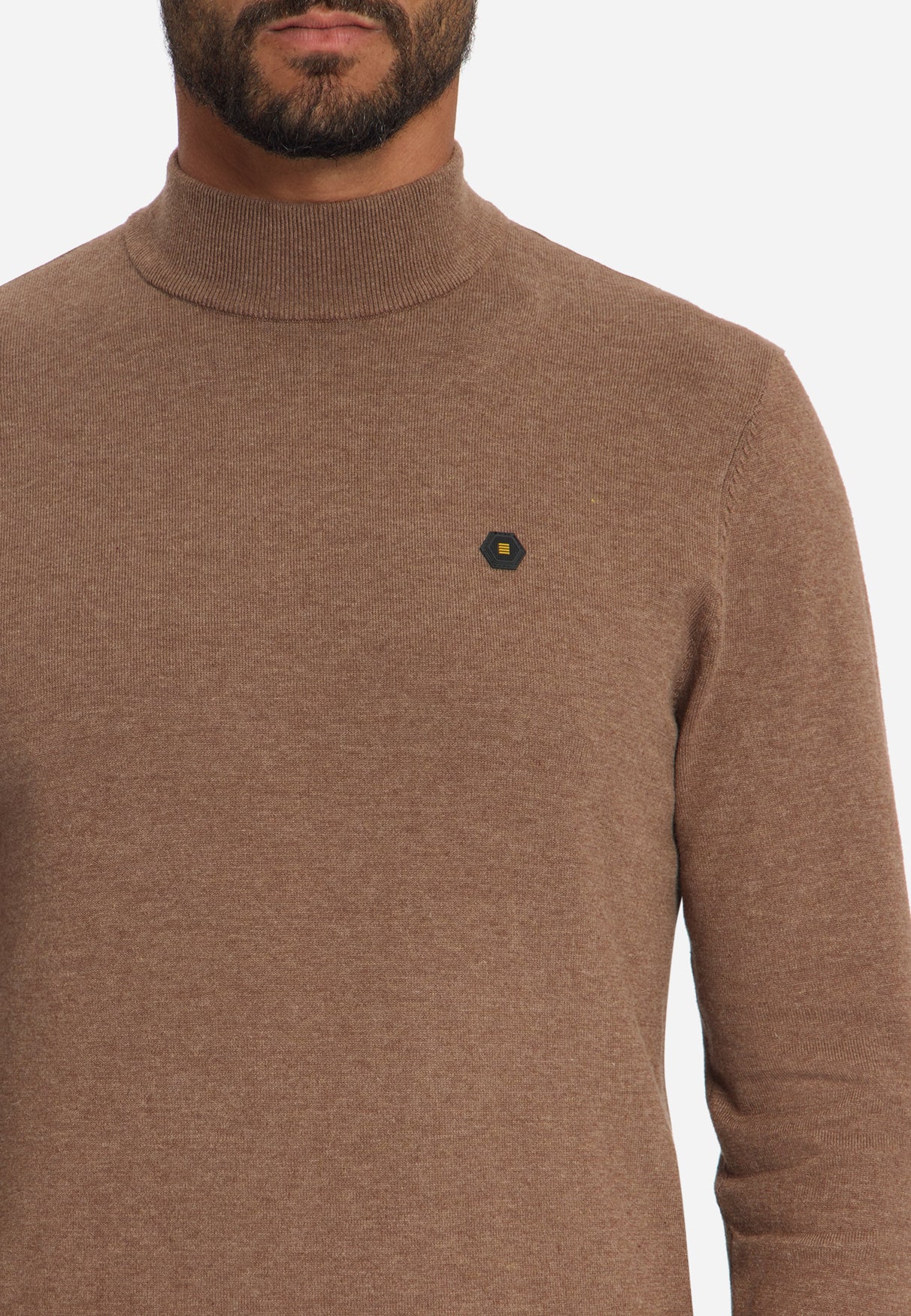 Feinstrick-Rollkragenpullover | Hellbraun