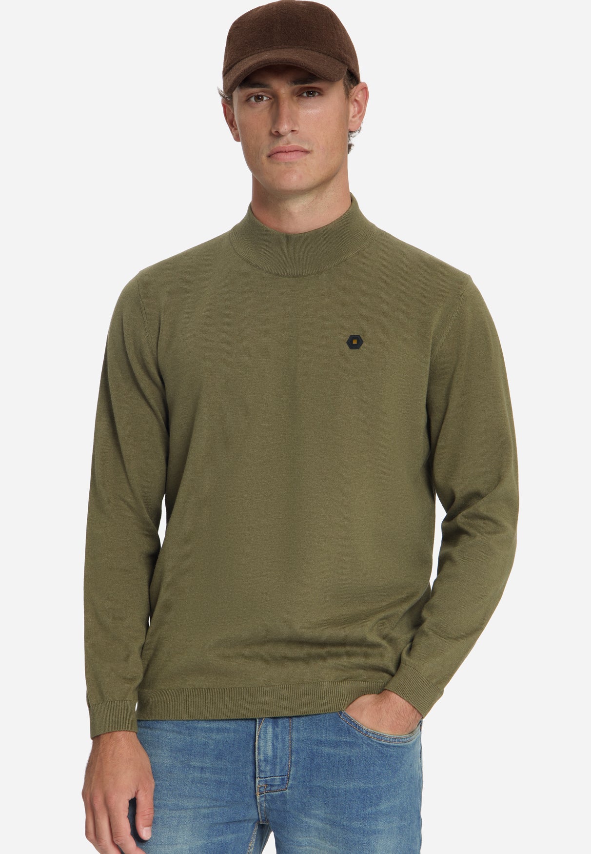 Feinstrick-Rollkragenpullover | moss