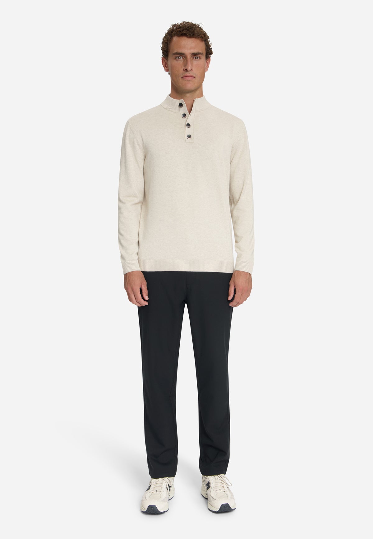 Pullover mit Knopfleiste | stone