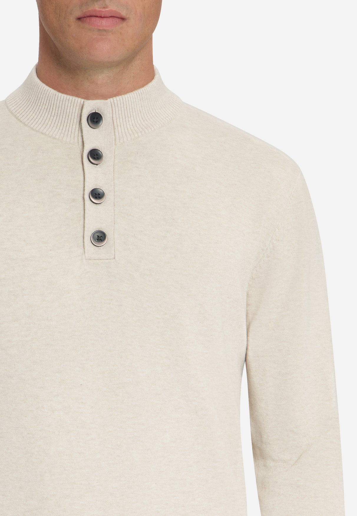 Pullover mit Knopfleiste | stone