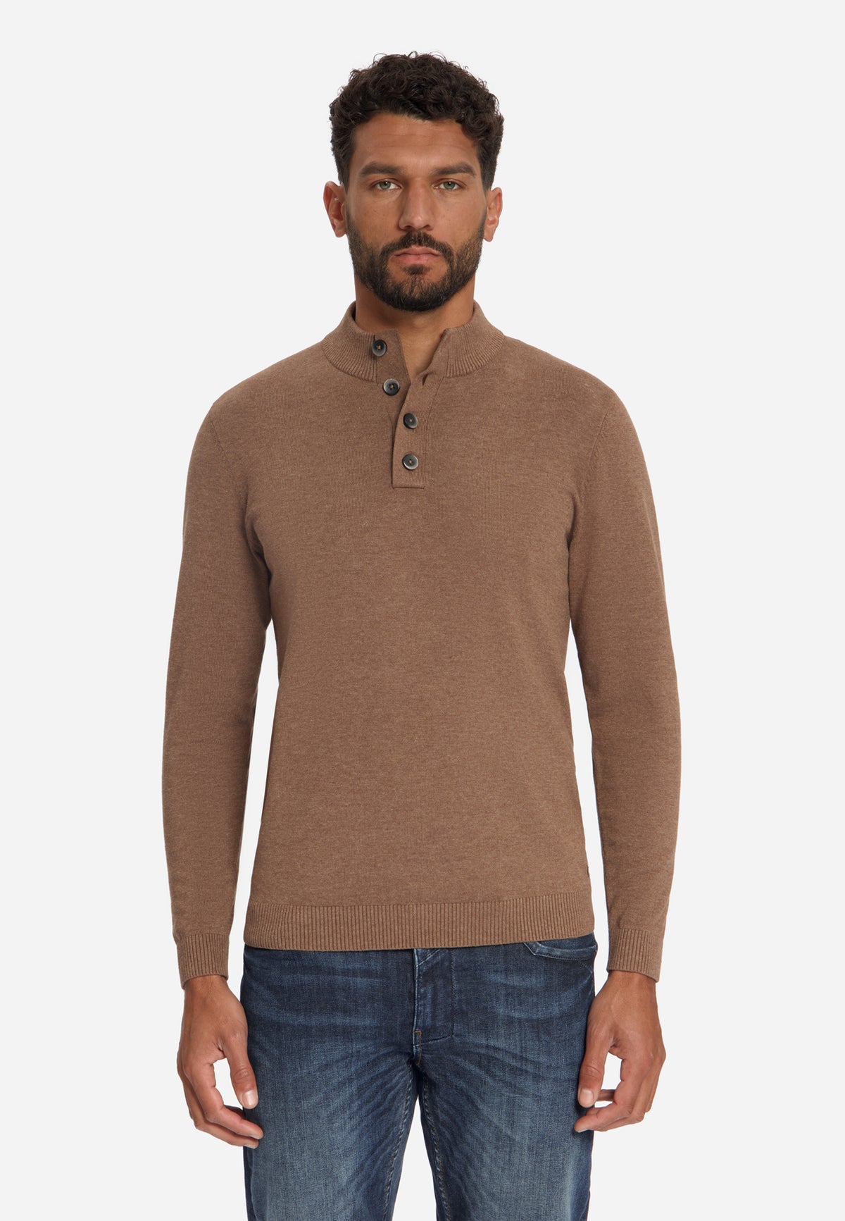 Pullover mit Knopfleiste | Hellbraun