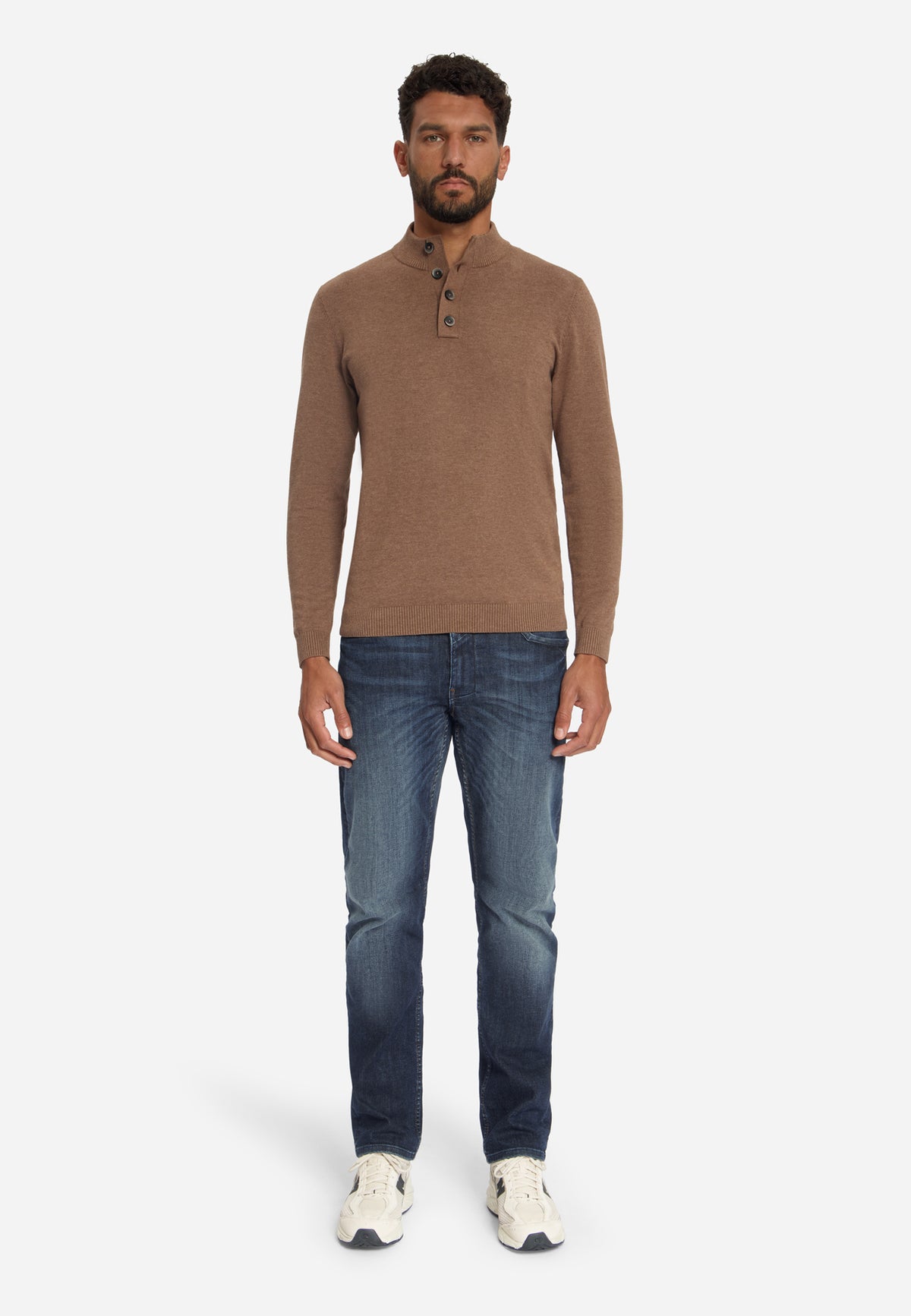 Pullover mit Knopfleiste | Hellbraun