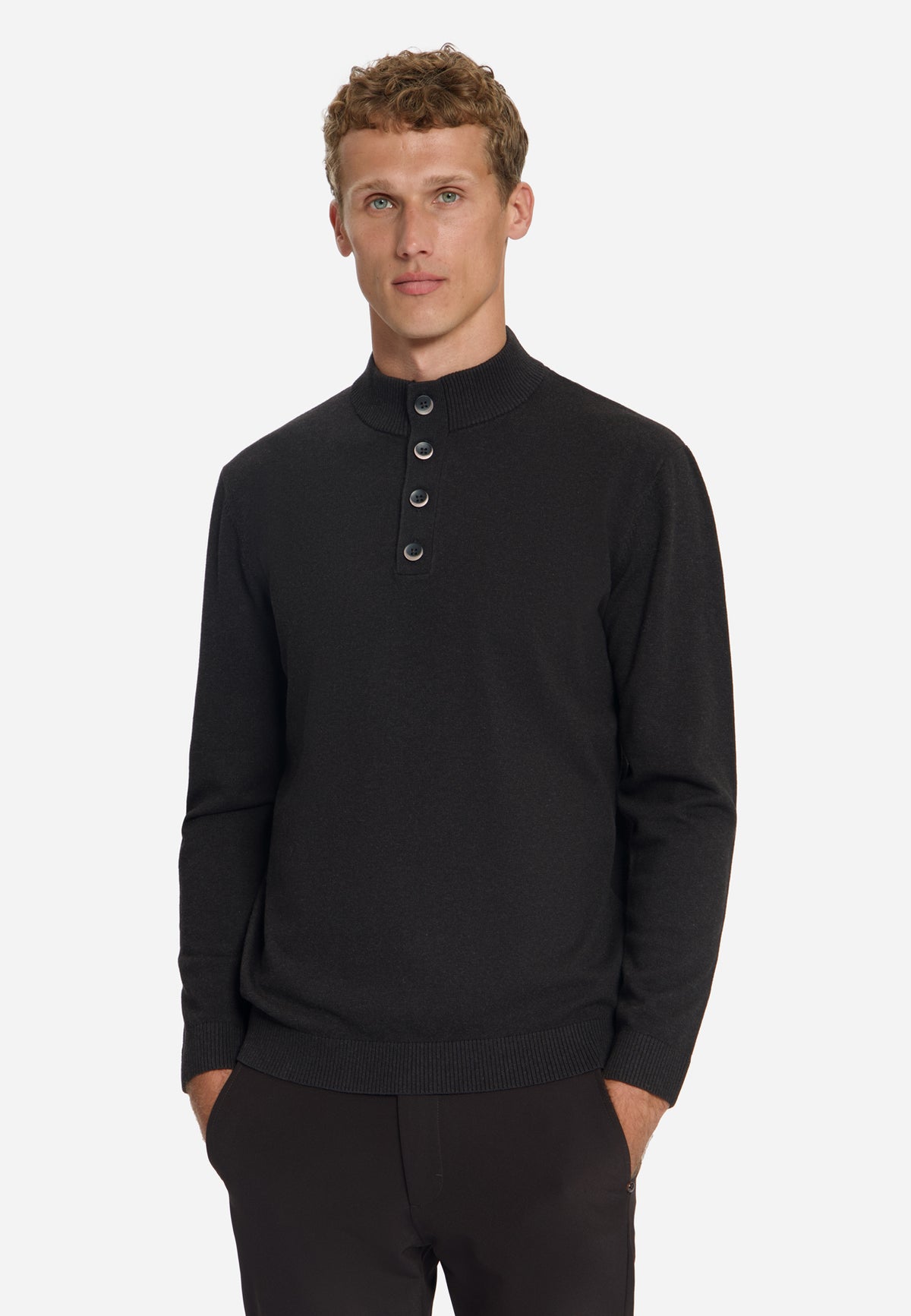 Pullover mit Knopfleiste | Dunkelbraun