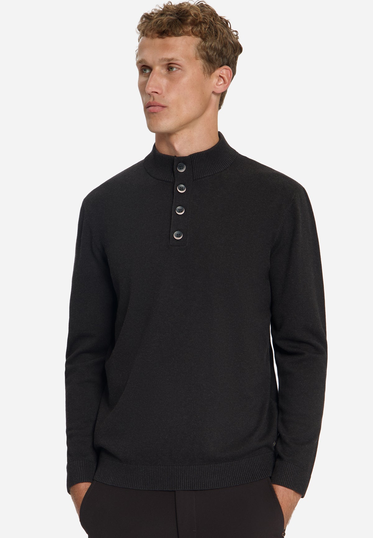 Pullover mit Knopfleiste | Dunkelbraun