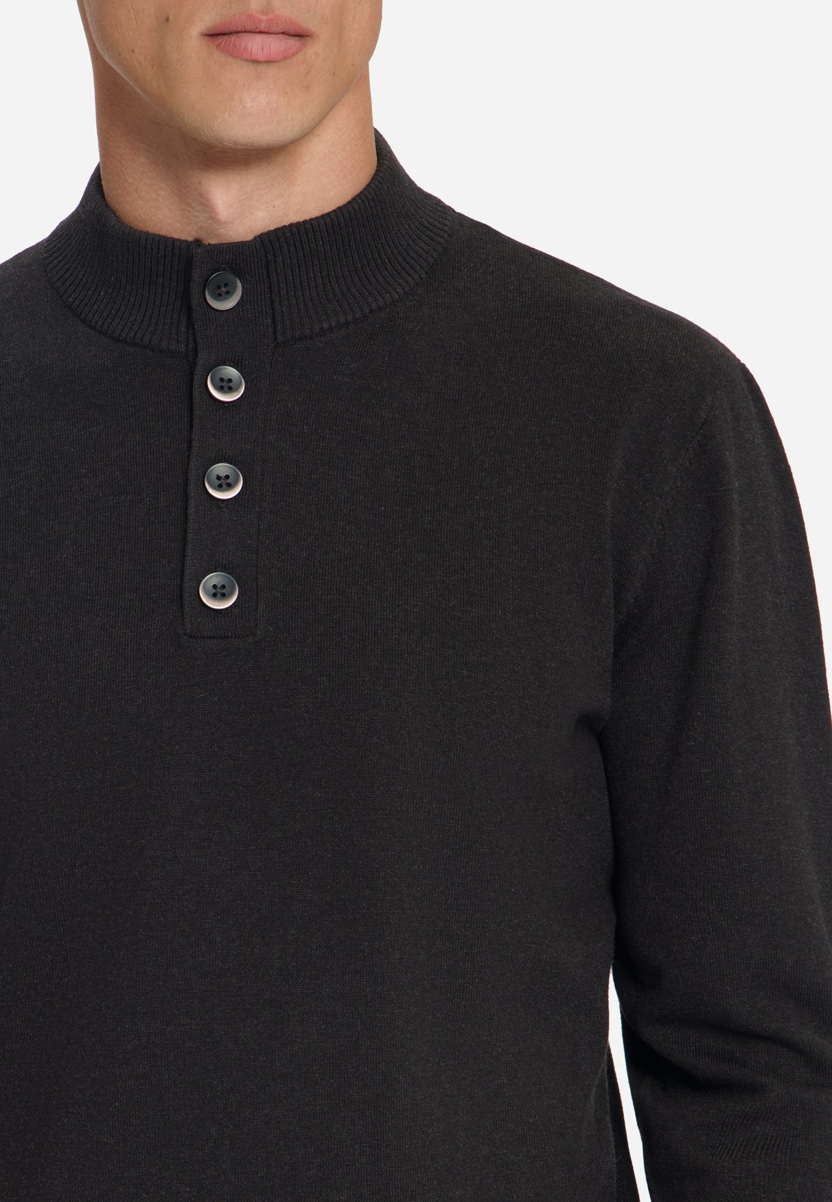 Pullover mit Knopfleiste | Dunkelbraun