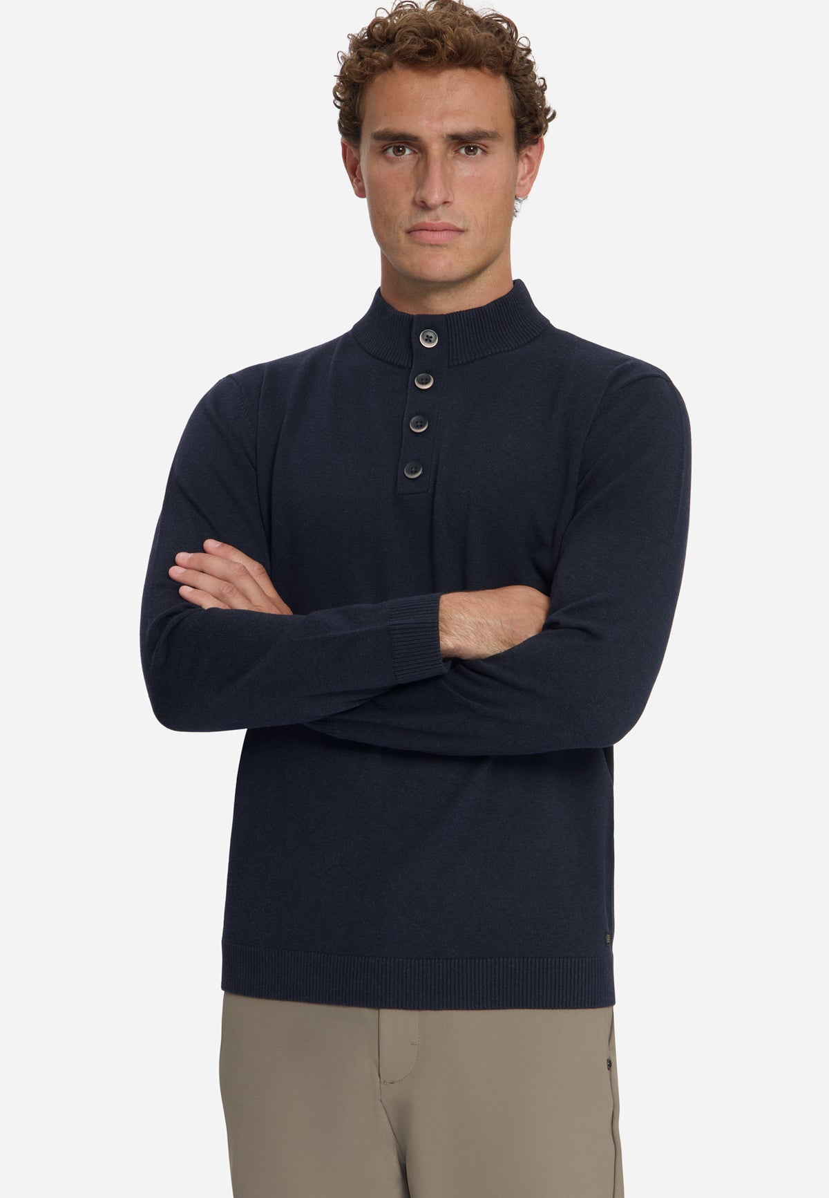Button Neck Jumper | Dark Night