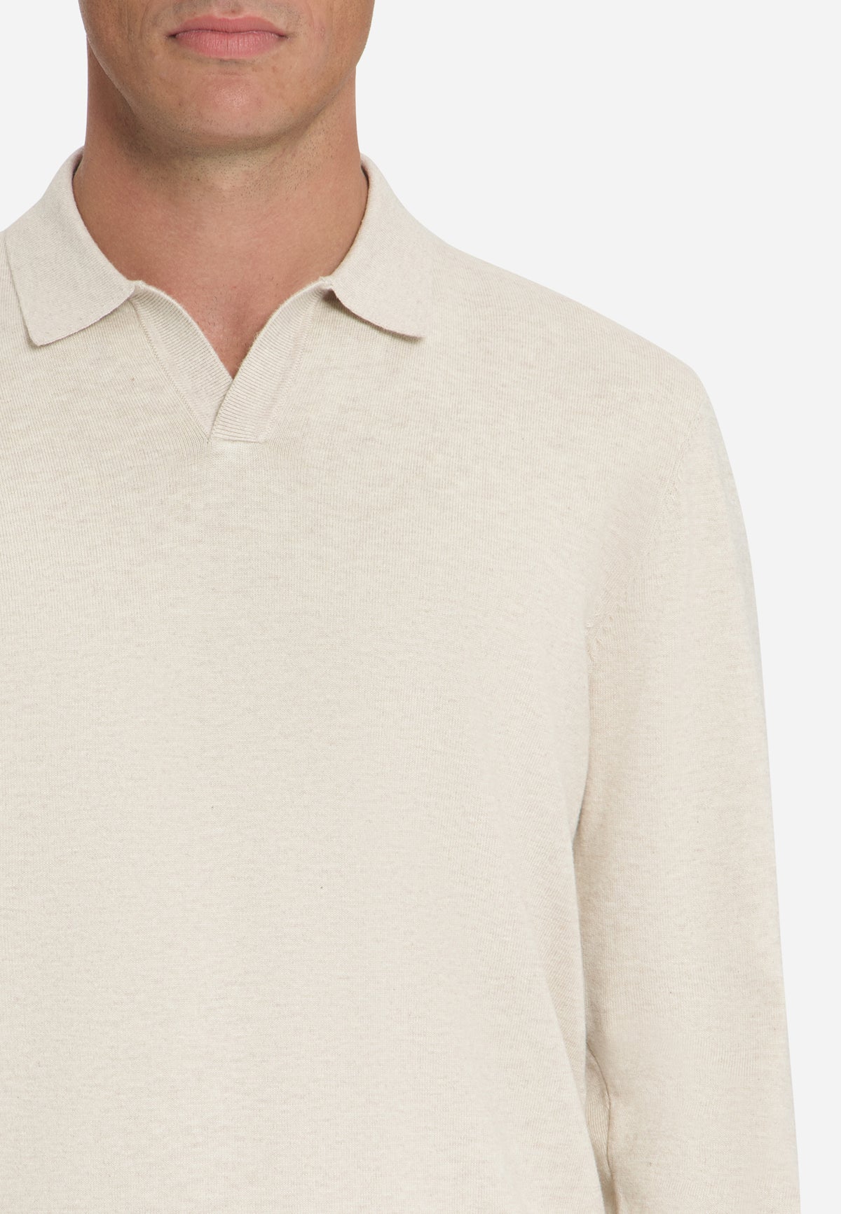 Feinstrick-Polo-Pullover | stone
