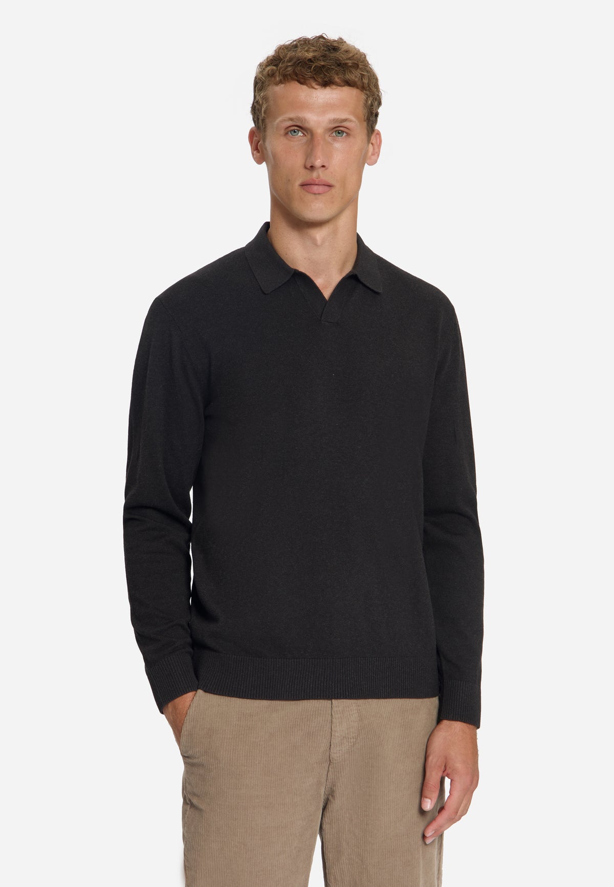 Feinstrick-Polo-Pullover | Dunkelbraun