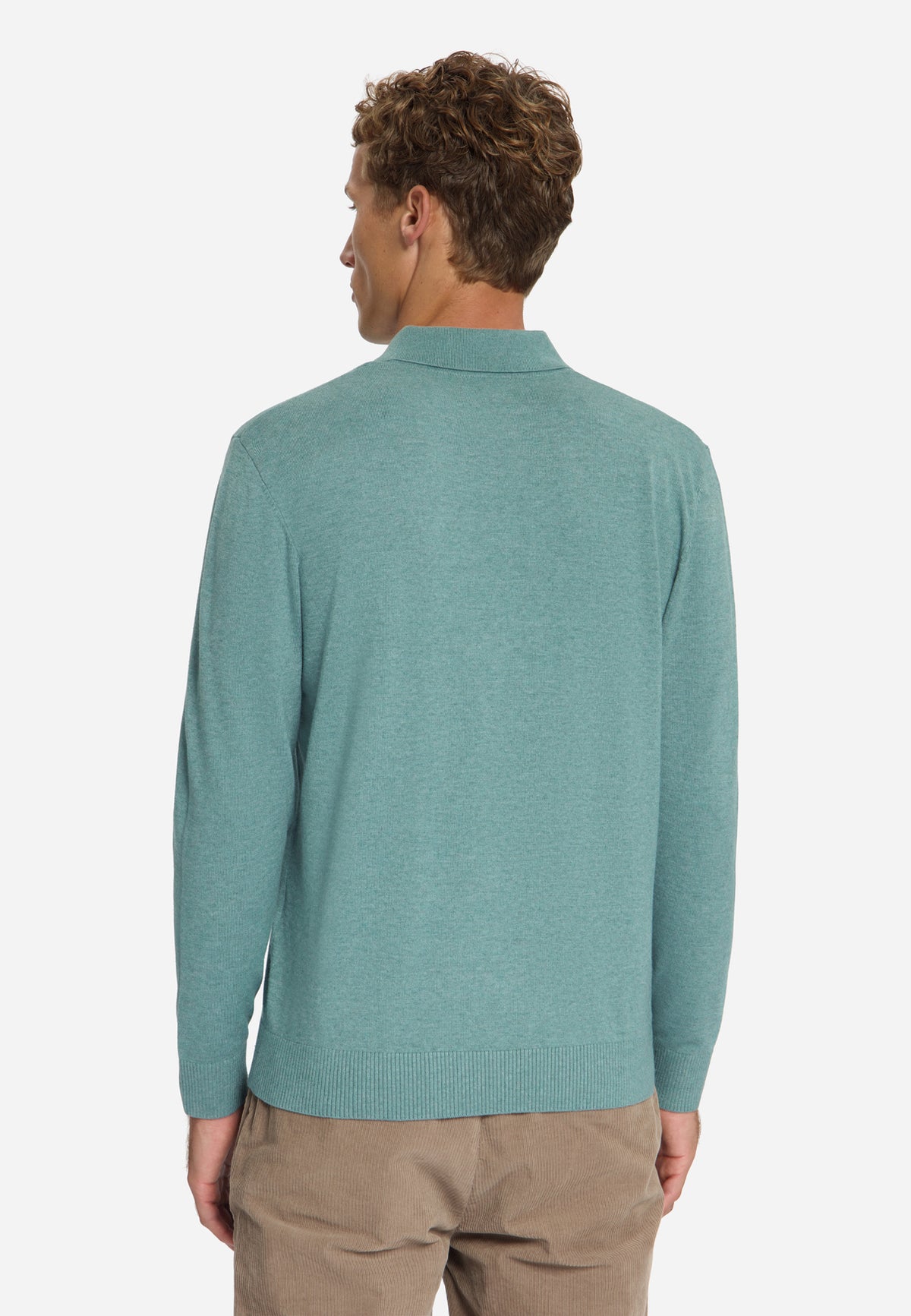 Feinstrick-Polo-Pullover | DUSTY BLUE