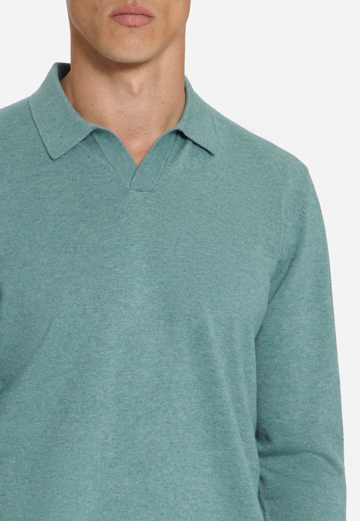 Feinstrick-Polo-Pullover | DUSTY BLUE