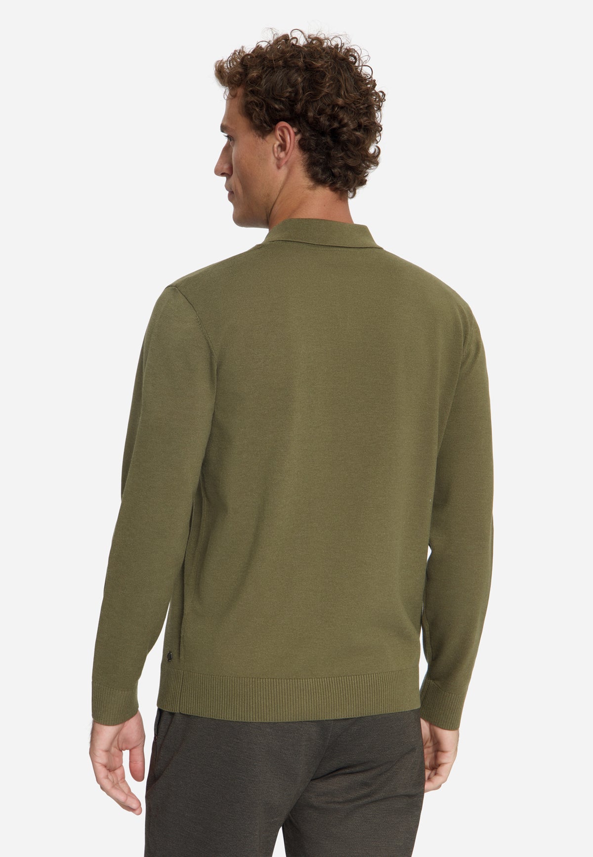 Feinstrick-Polo-Pullover | Moss