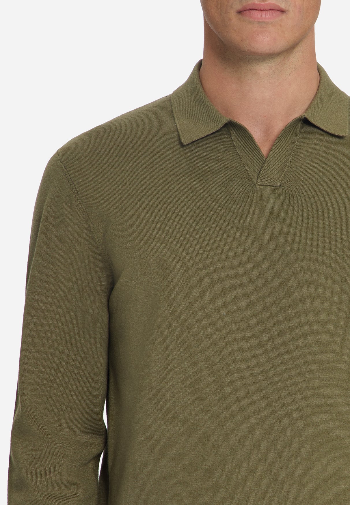 Feinstrick-Polo-Pullover | Moss
