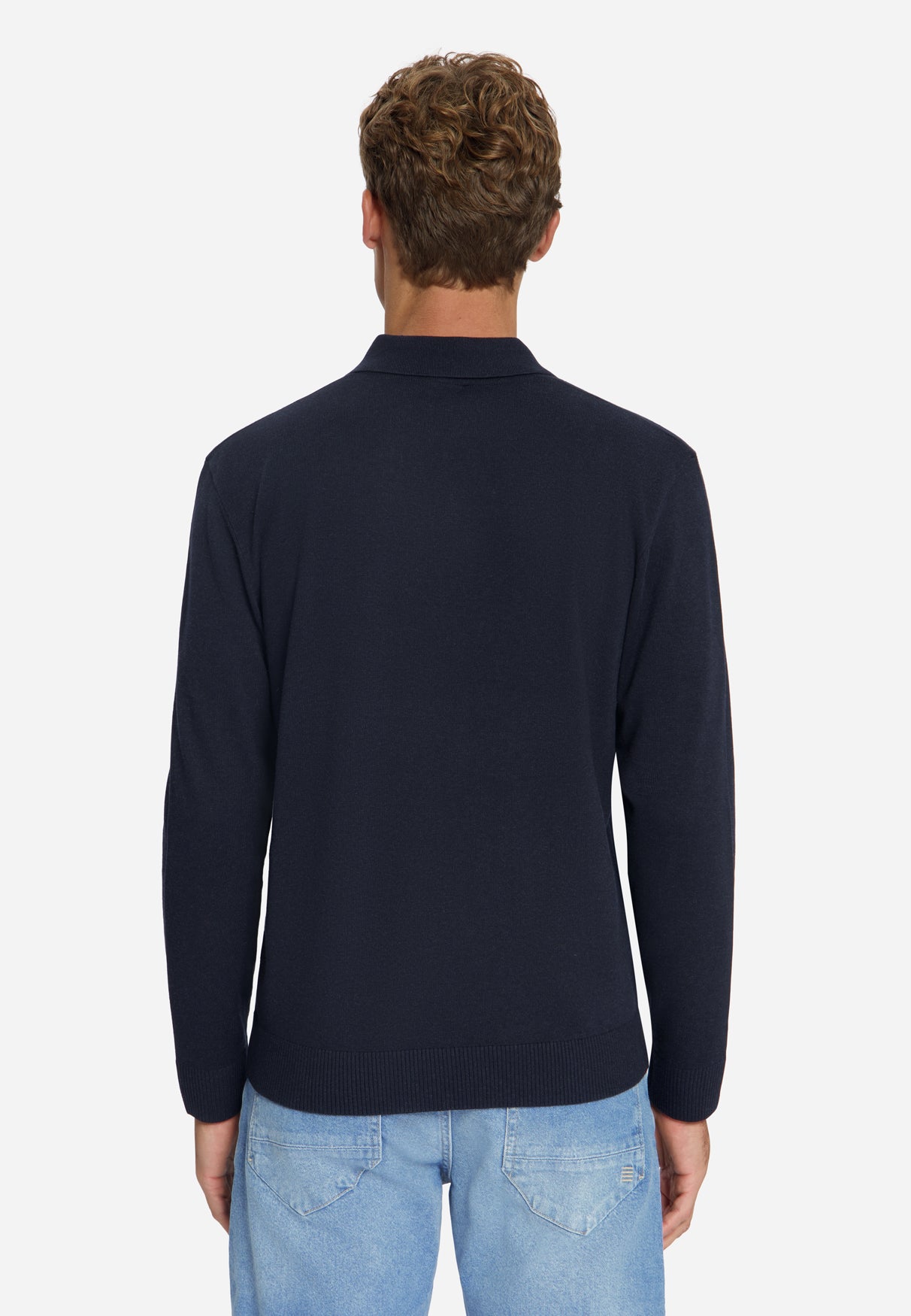 Feinstrick-Polo-Pullover | Dark Night