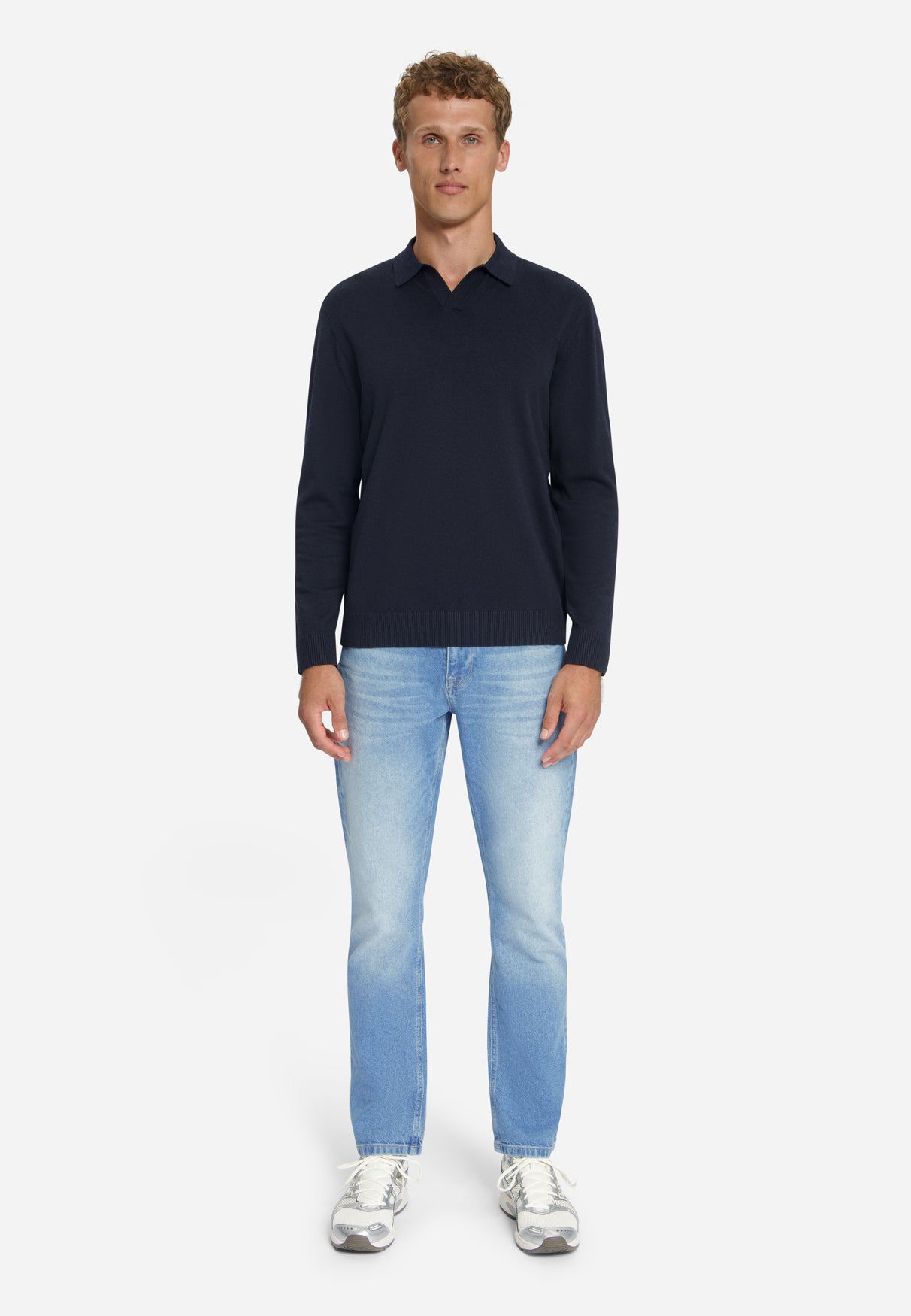 Feinstrick-Polo-Pullover | Dark Night