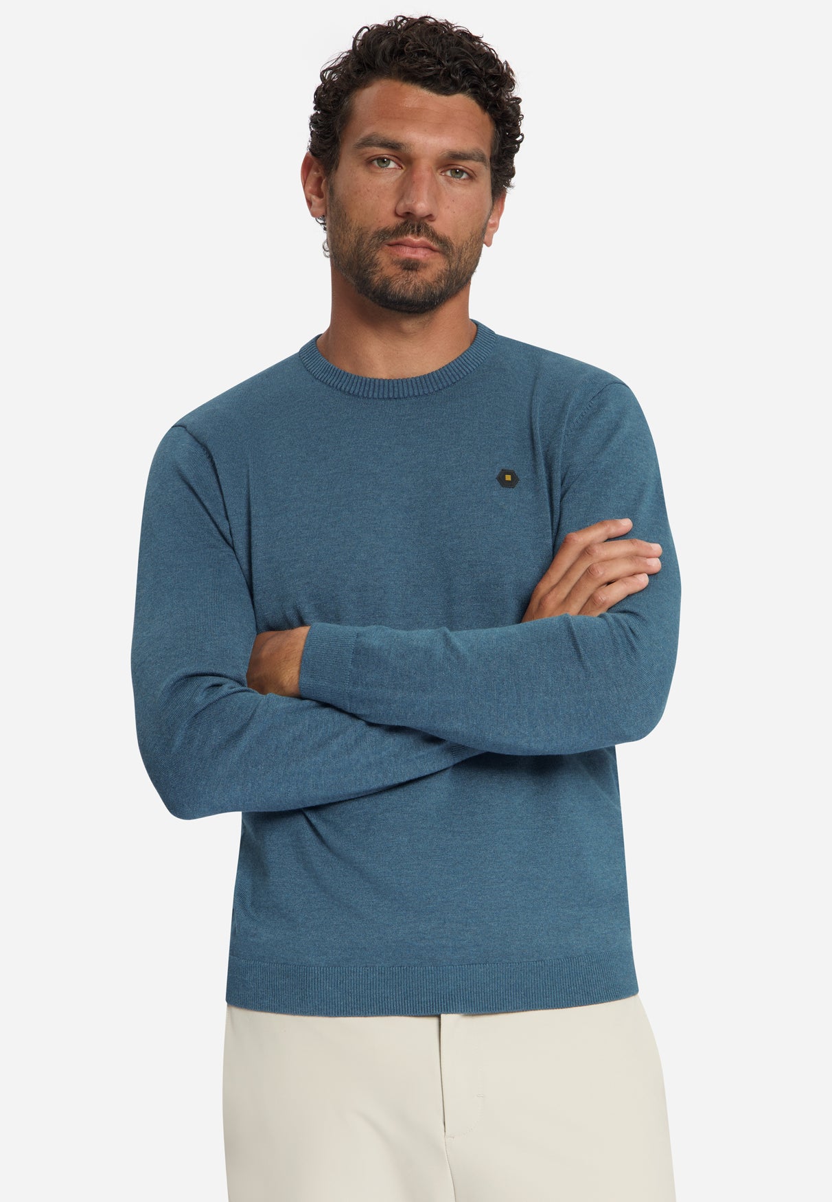 Melange Strickpullover | Shadow Blue