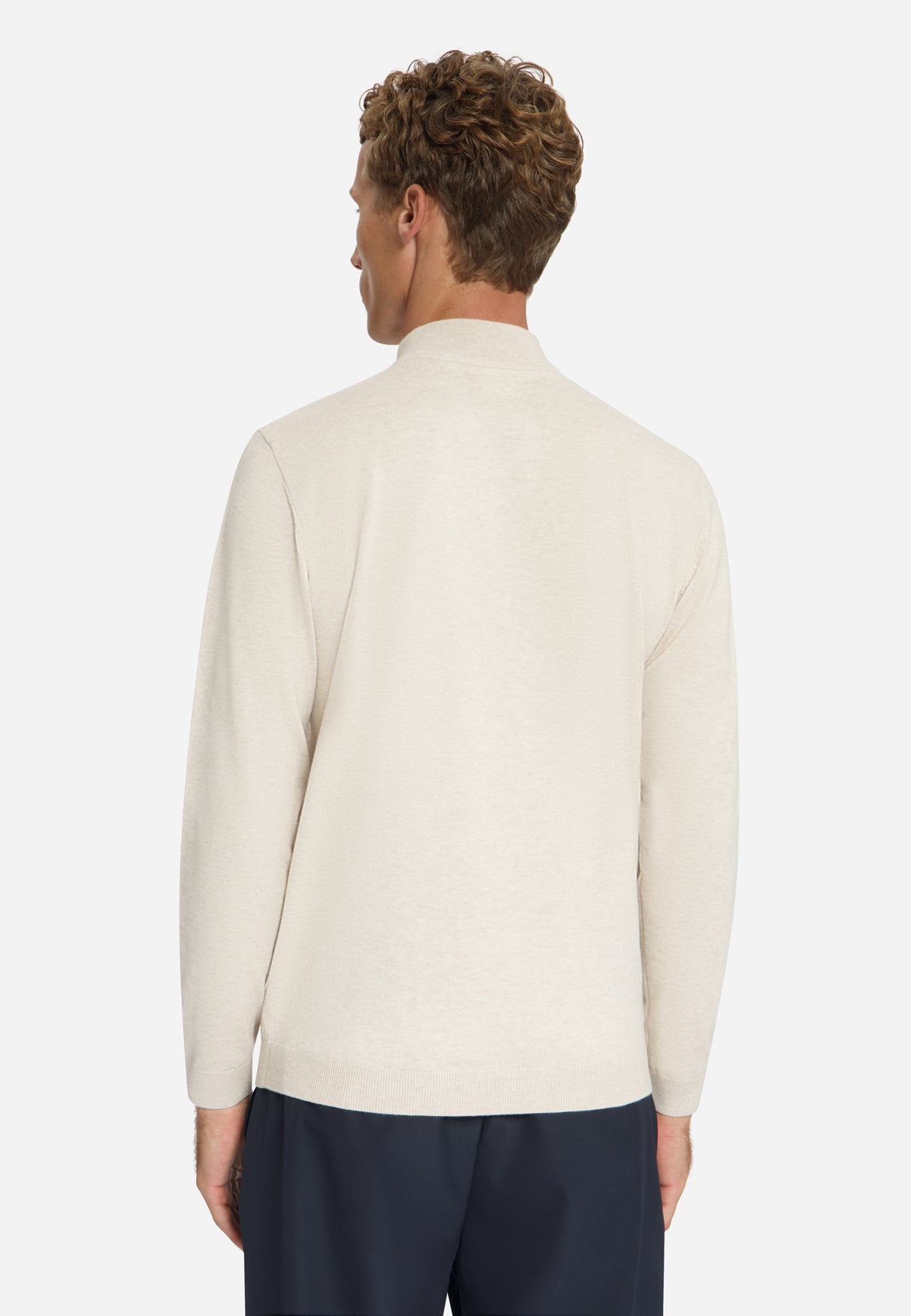 Half-Zip Melange Jumper | Stone