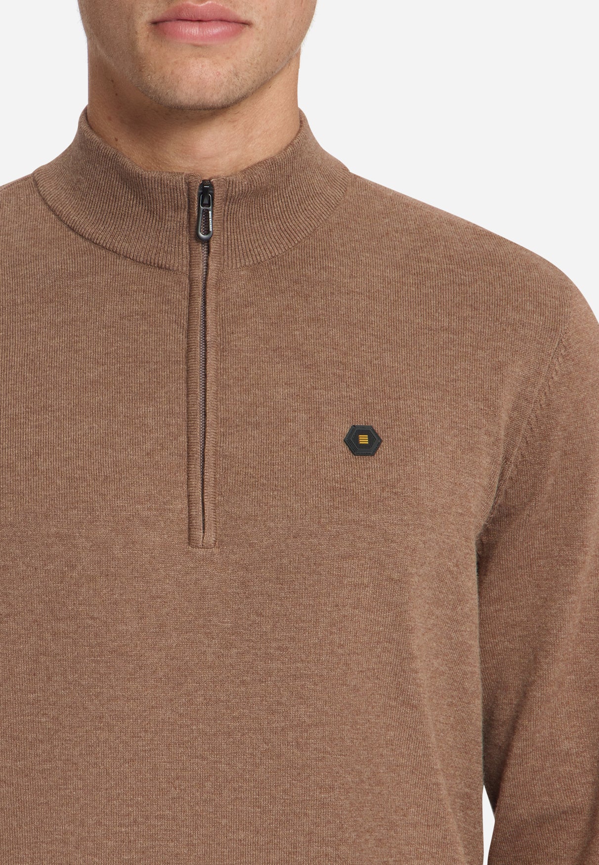 Melange Half-Zip Strickpullover | Light Brown