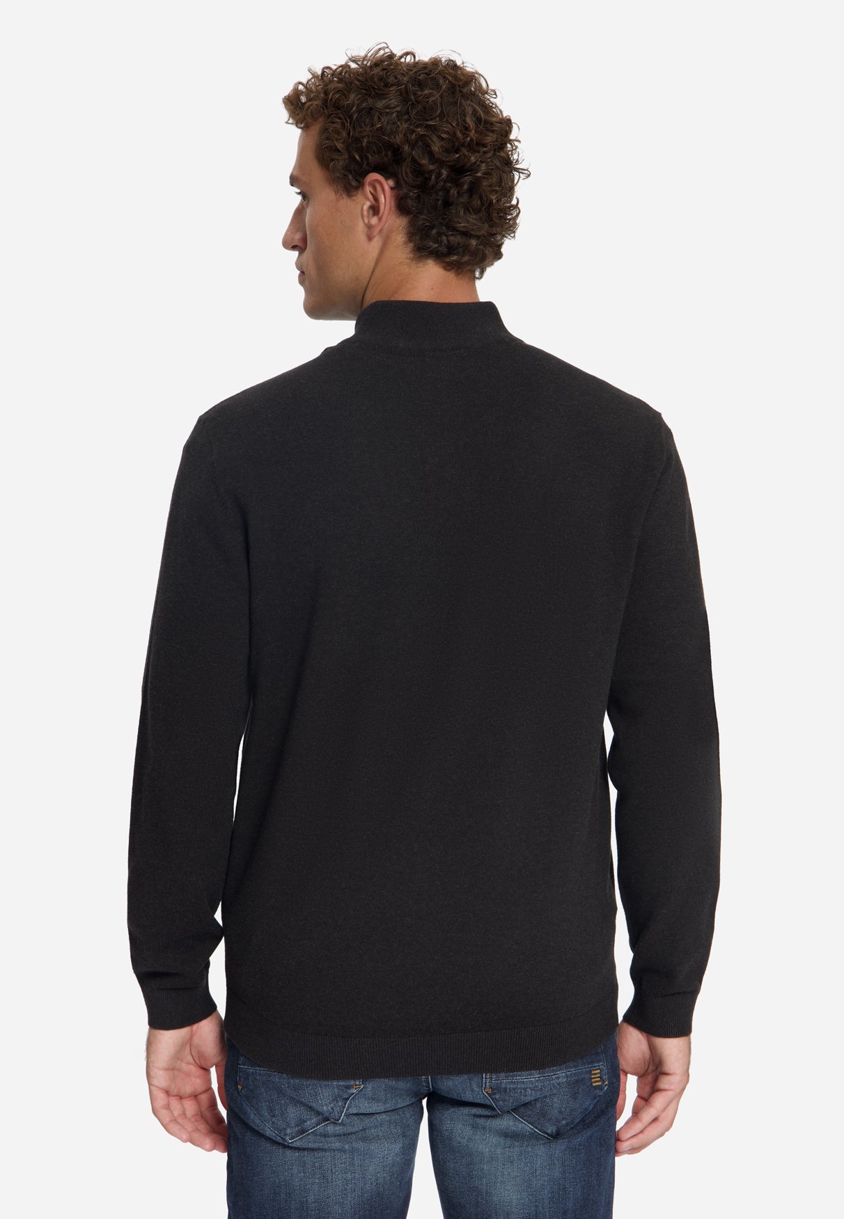 Half-Zip Melange Jumper | Dark Brown