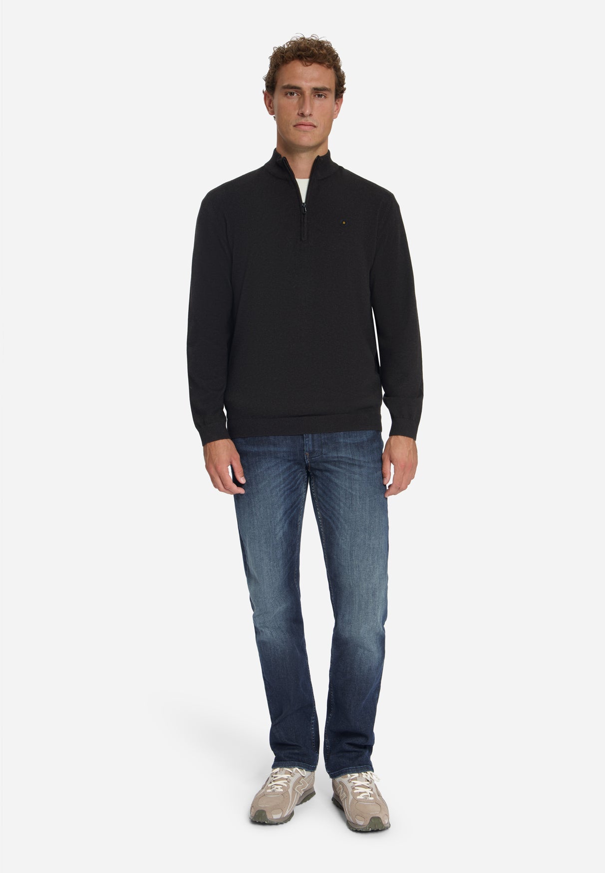 Half-Zip Melange Jumper | Dark Brown