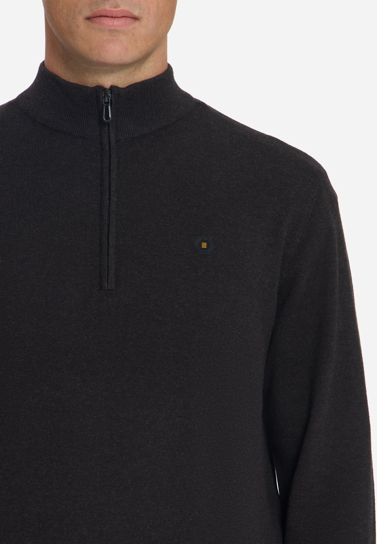 Half-Zip Melange Jumper | Dark Brown