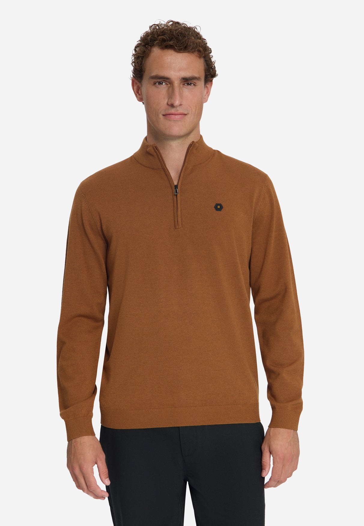 Half-Zip Melange Jumper | Caramel
