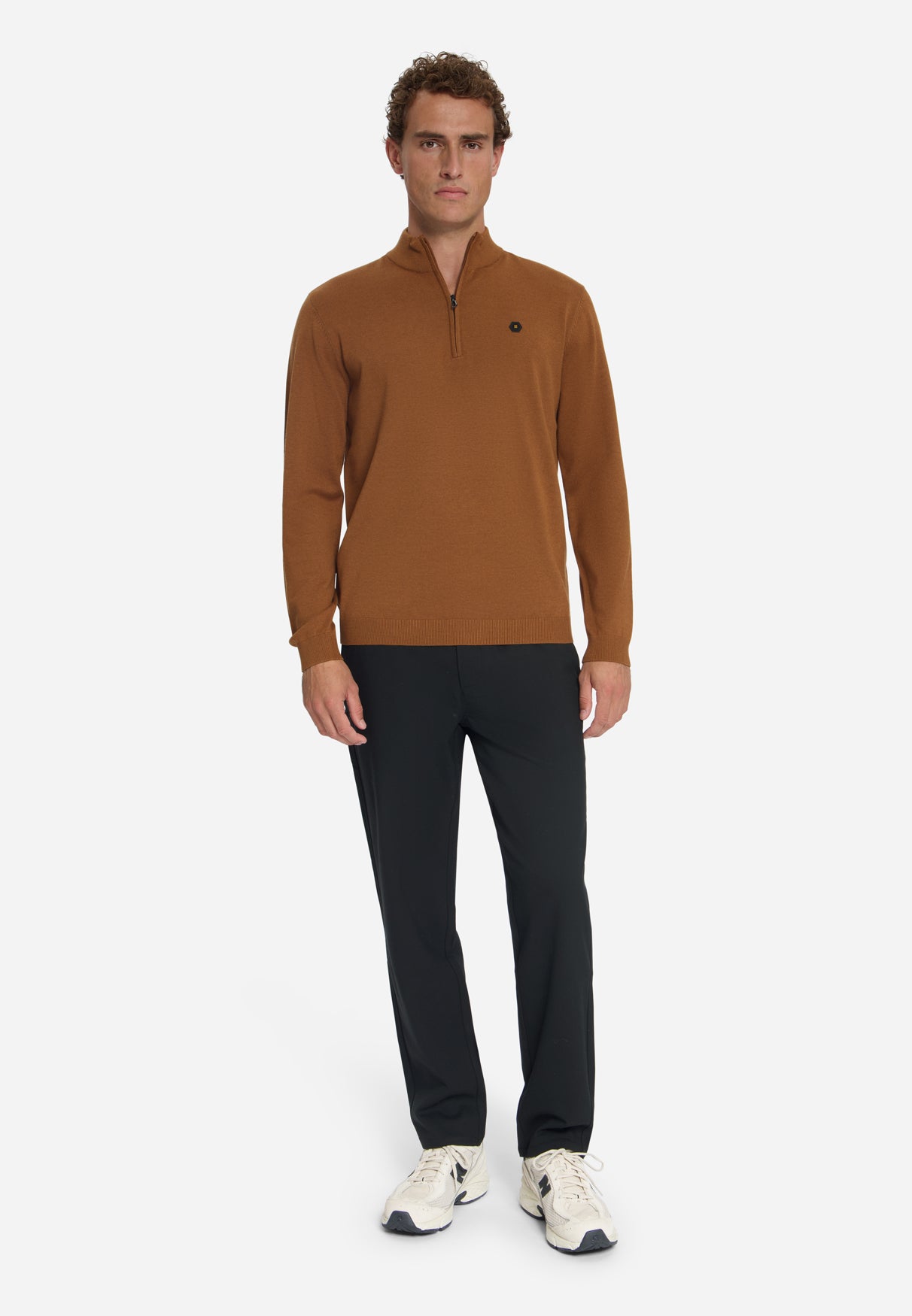 Half-Zip Melange Jumper | Caramel