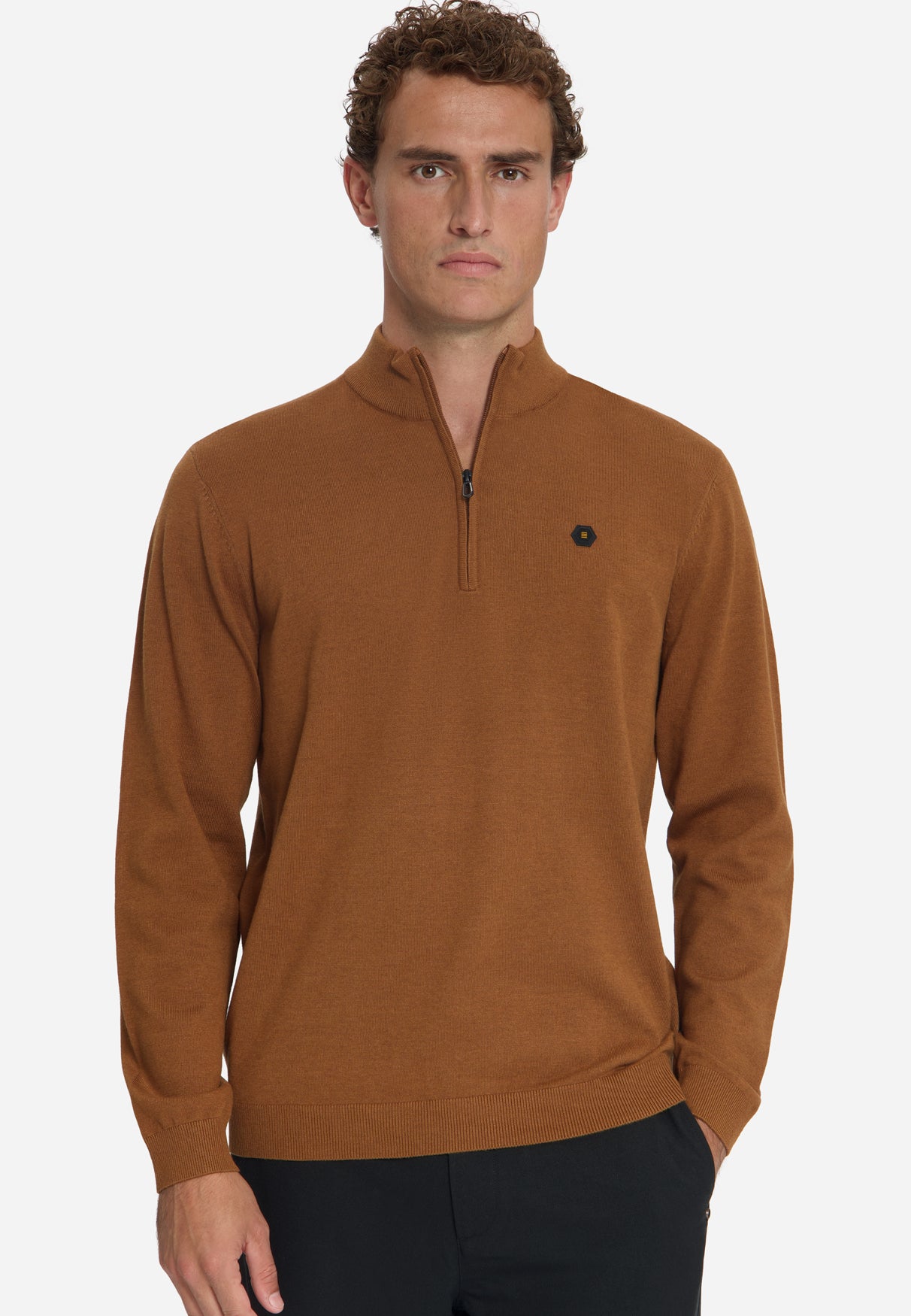 Half-Zip Melange Jumper | Caramel