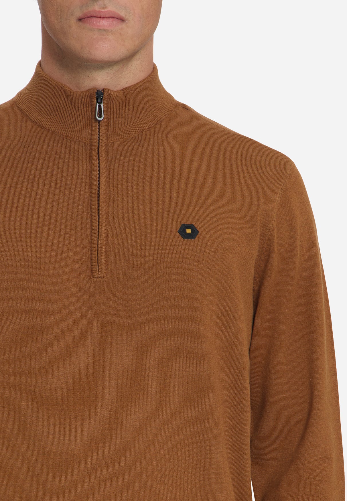 Half-Zip Melange Jumper | Caramel