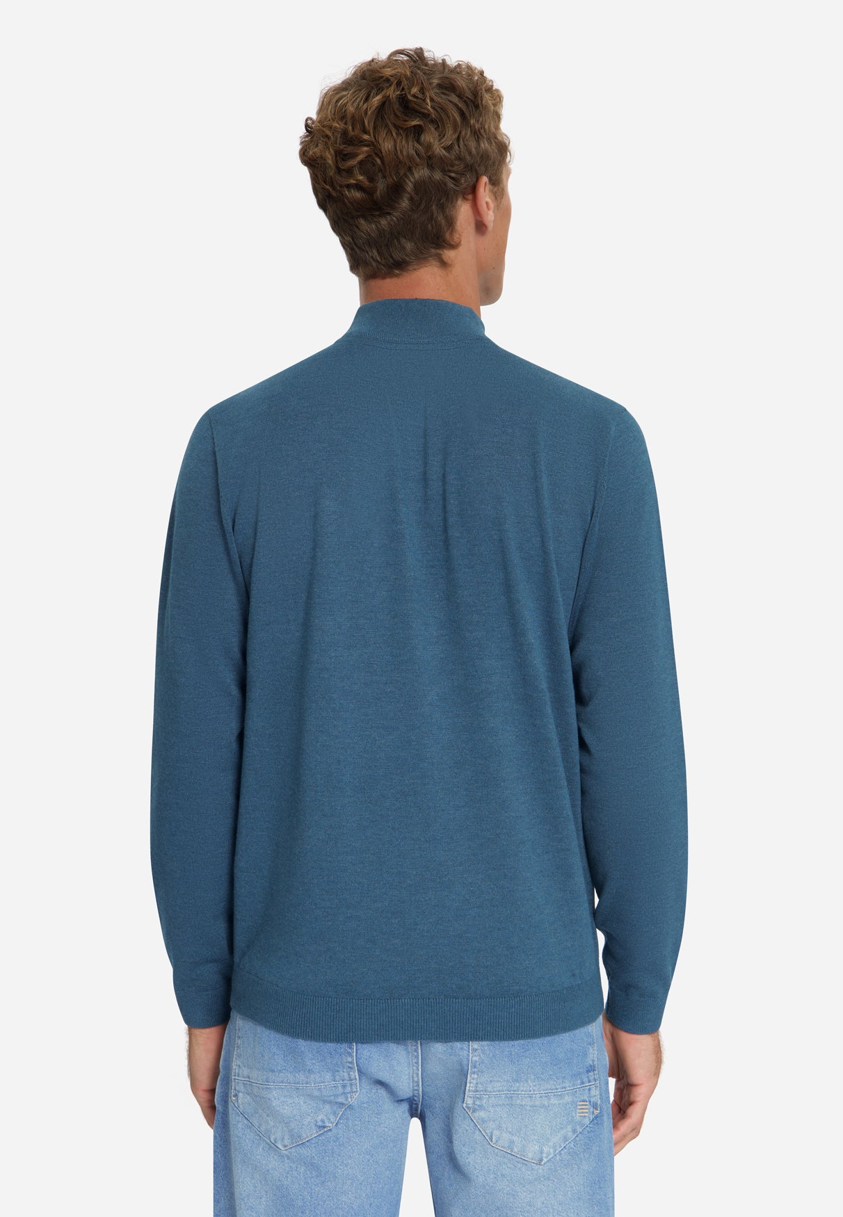 Melange Half-Zip Strickpullover | Shadow Blue