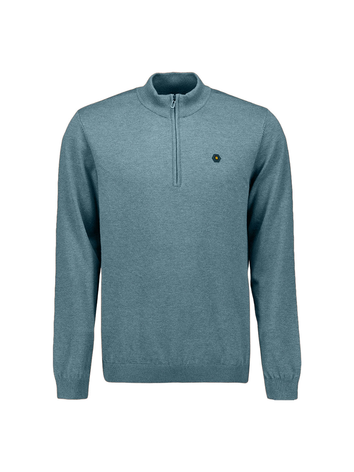Melange Half-Zip Strickpullover | Shadow Blue