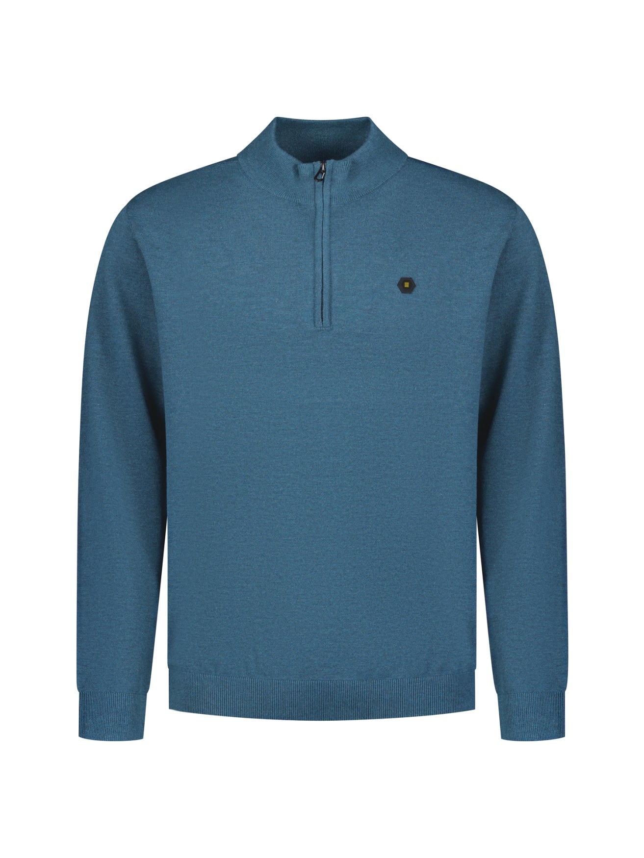 Melange Half-Zip Strickpullover | Shadow Blue