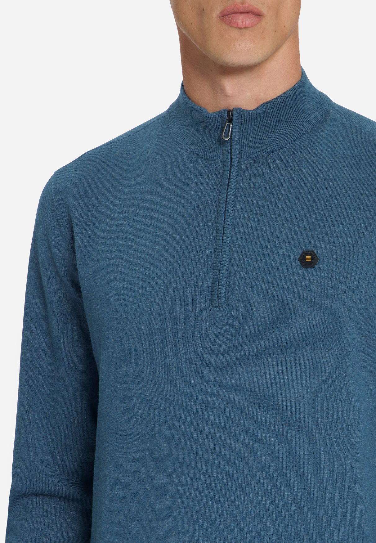 Melange Half-Zip Strickpullover | Shadow Blue