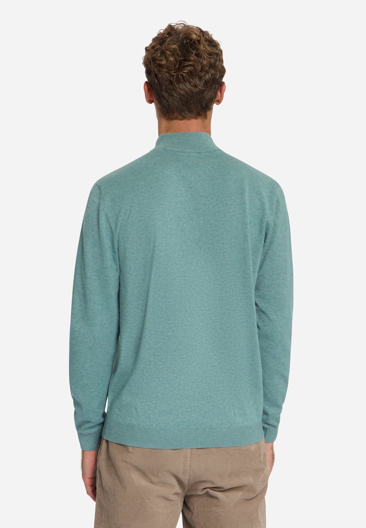 Melange Half-Zip Strickpullover | Dusty Blue