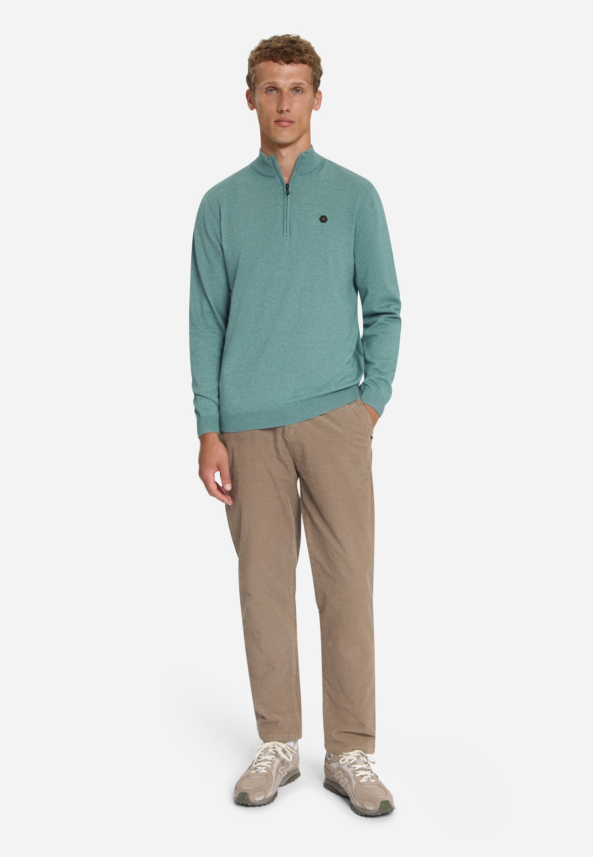 Melange Half-Zip Strickpullover | Dusty Blue