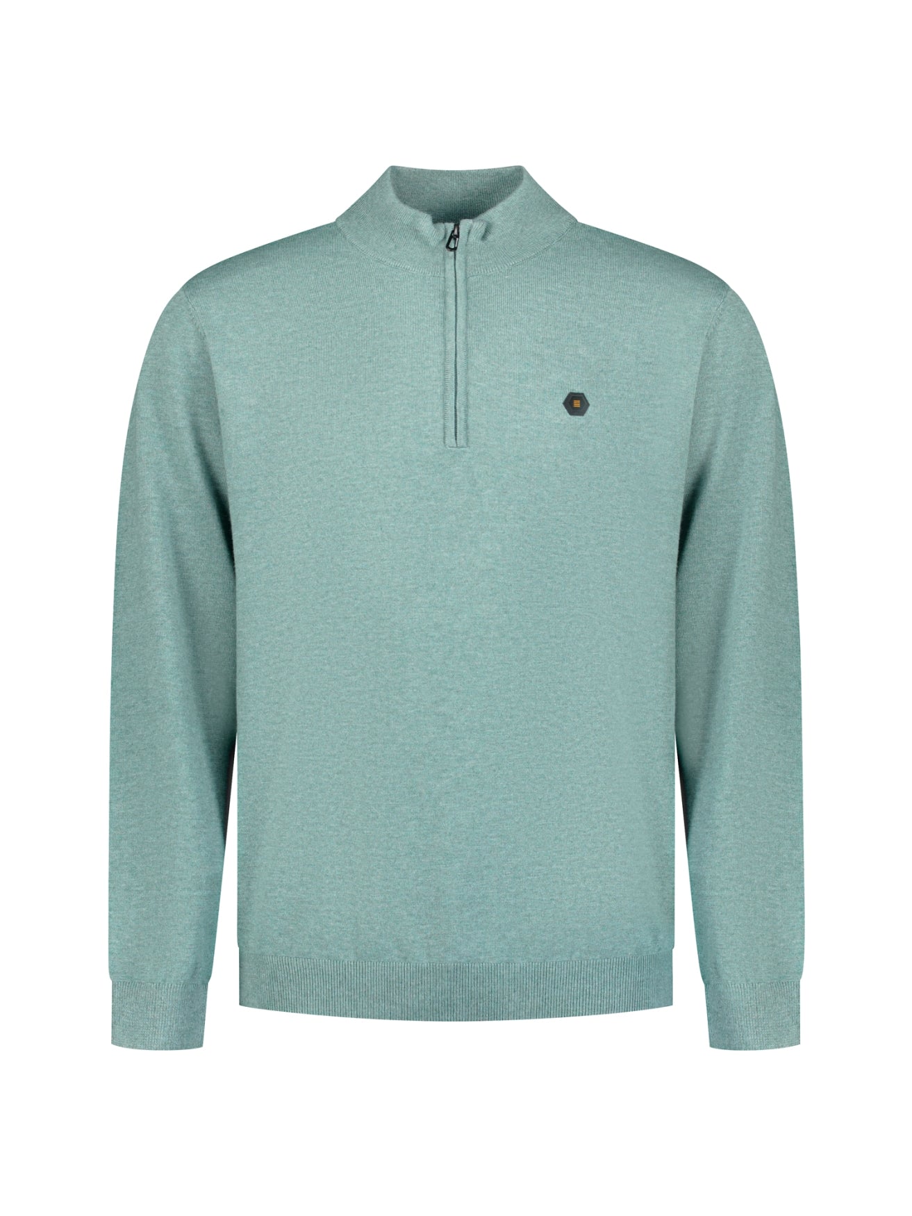 Melange Half-Zip Strickpullover | Dusty Blue