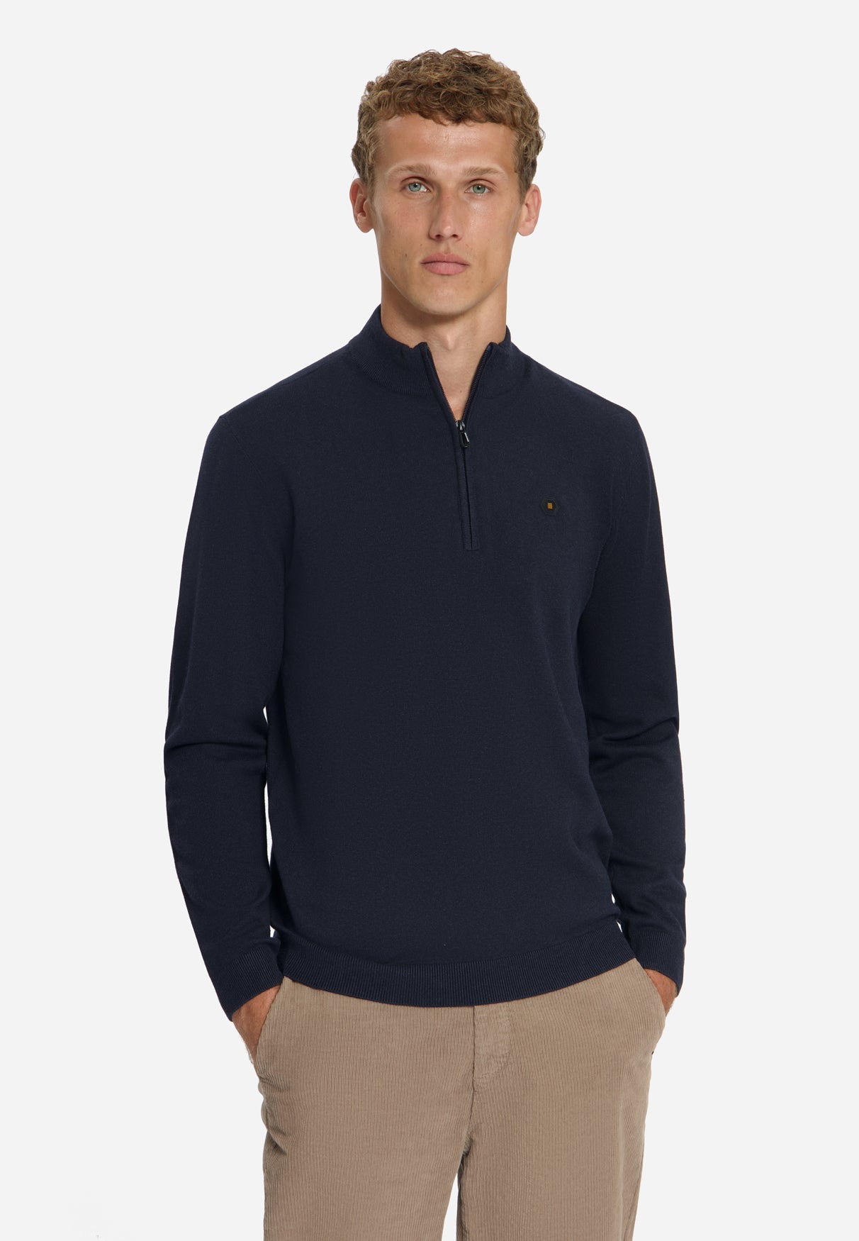 Melange Half-Zip Strickpullover | Dark Night