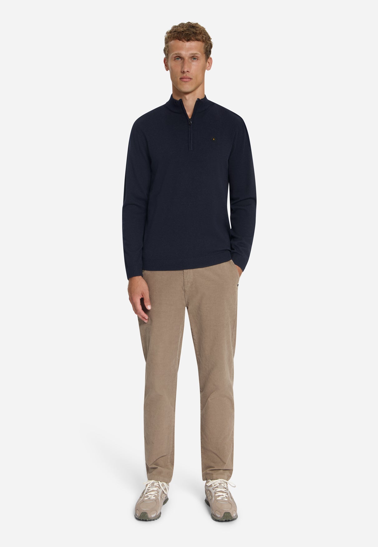 Melange Half-Zip Strickpullover | Dark Night